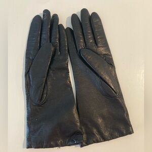 Fownes Vintage Black Cashmere Lined Leather Gloves Size 7.5